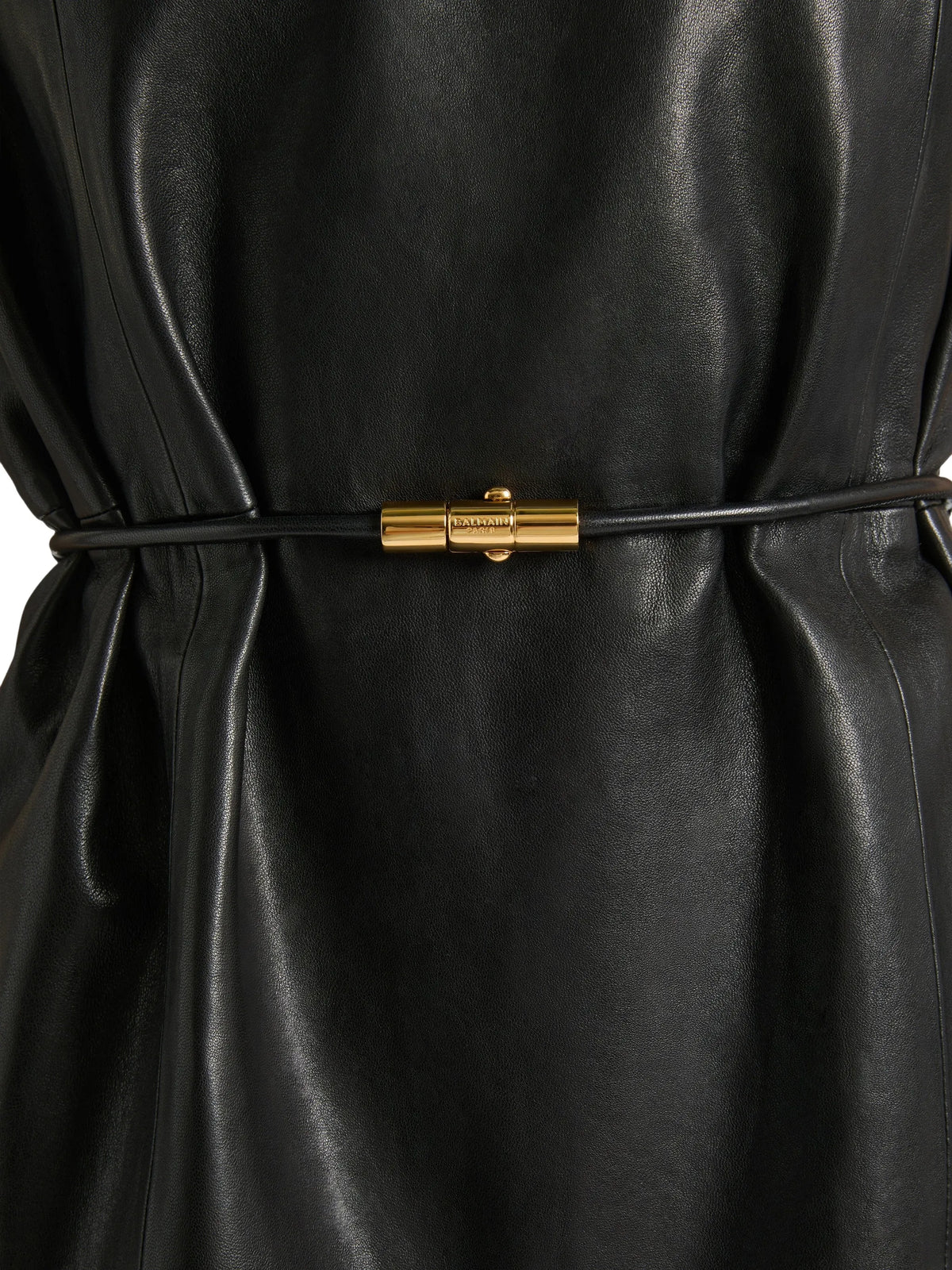belted lambskin mini dress