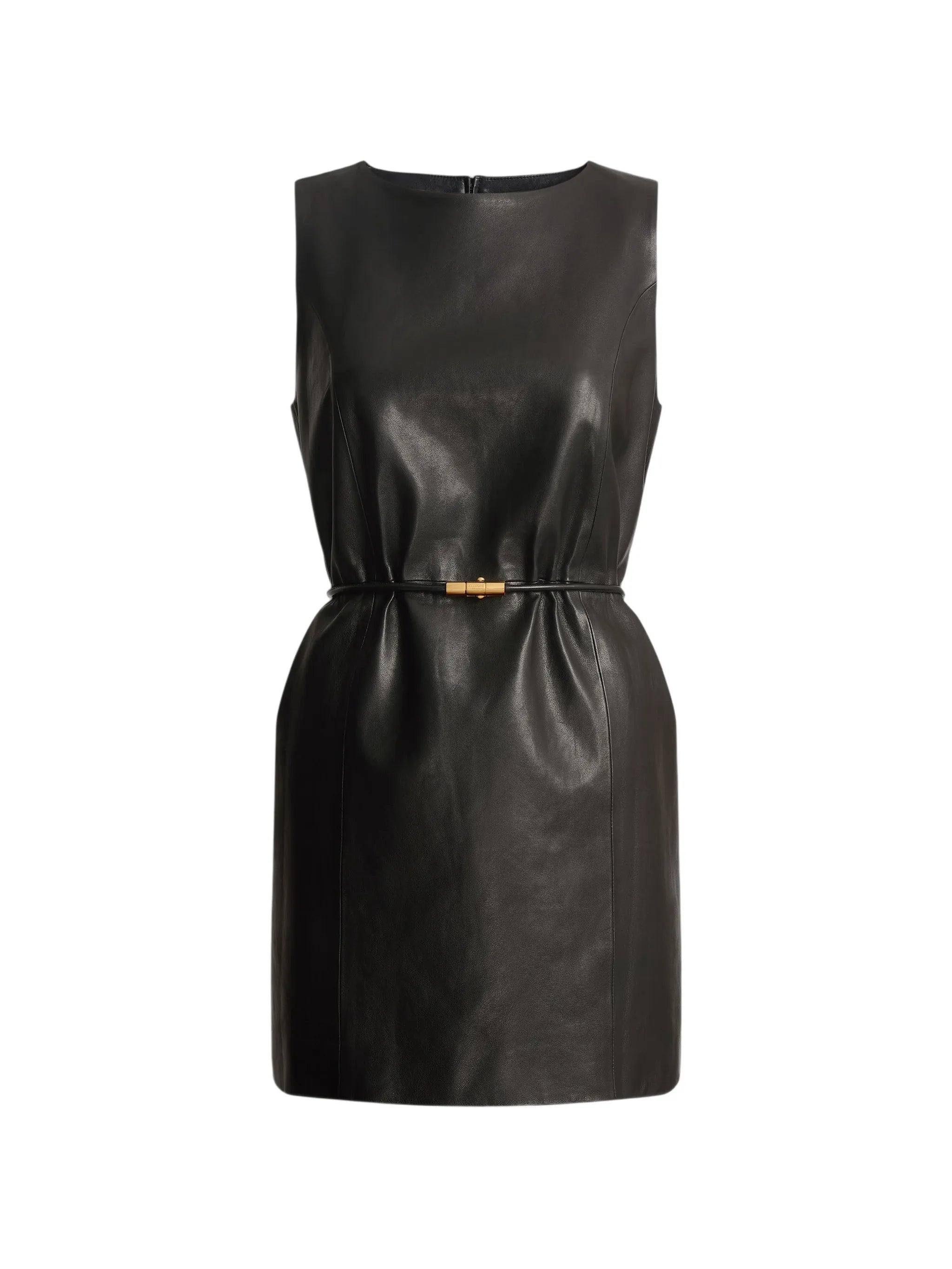 belted lambskin mini dress