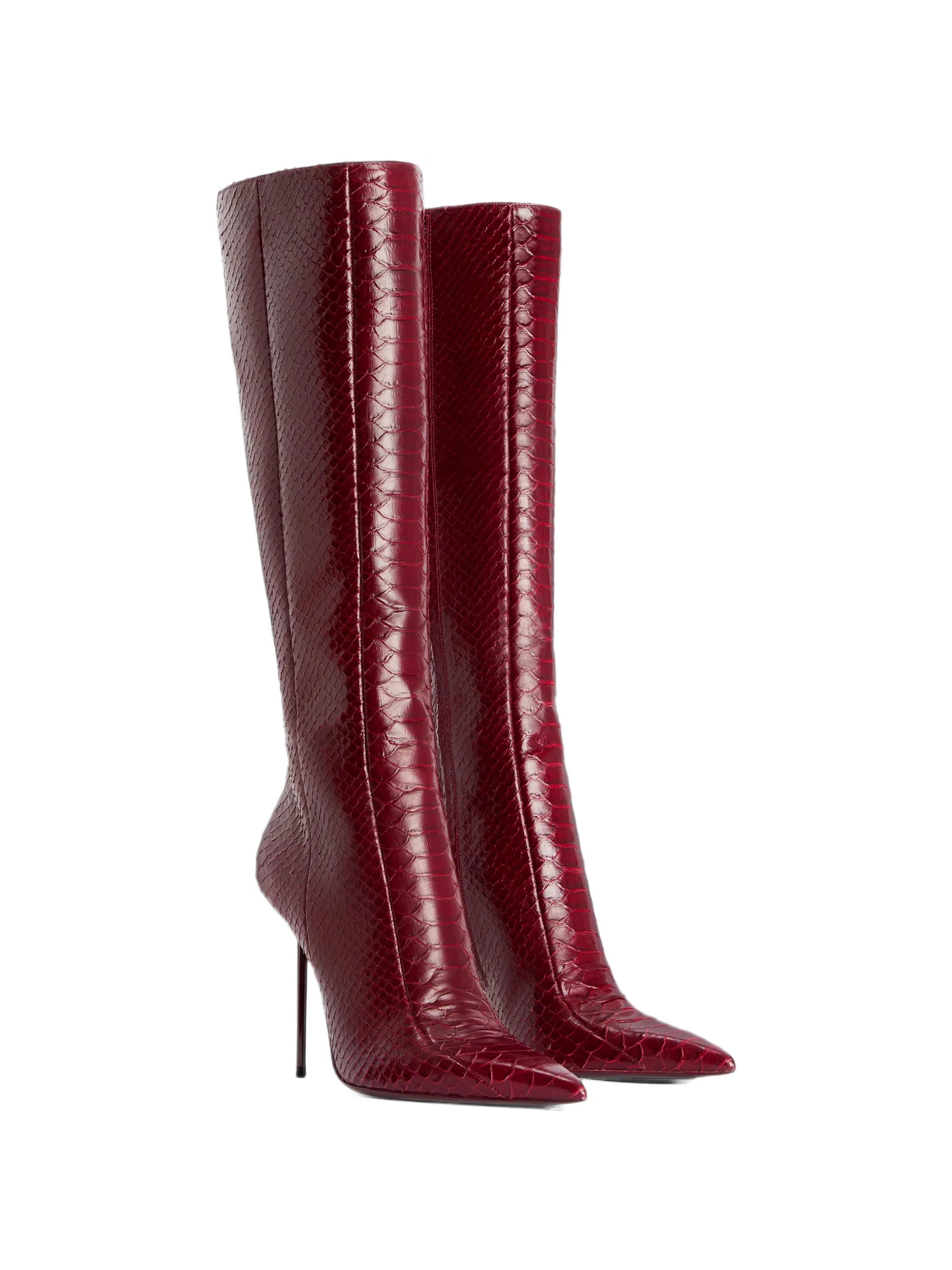 Lidia python-effect calfskin boots