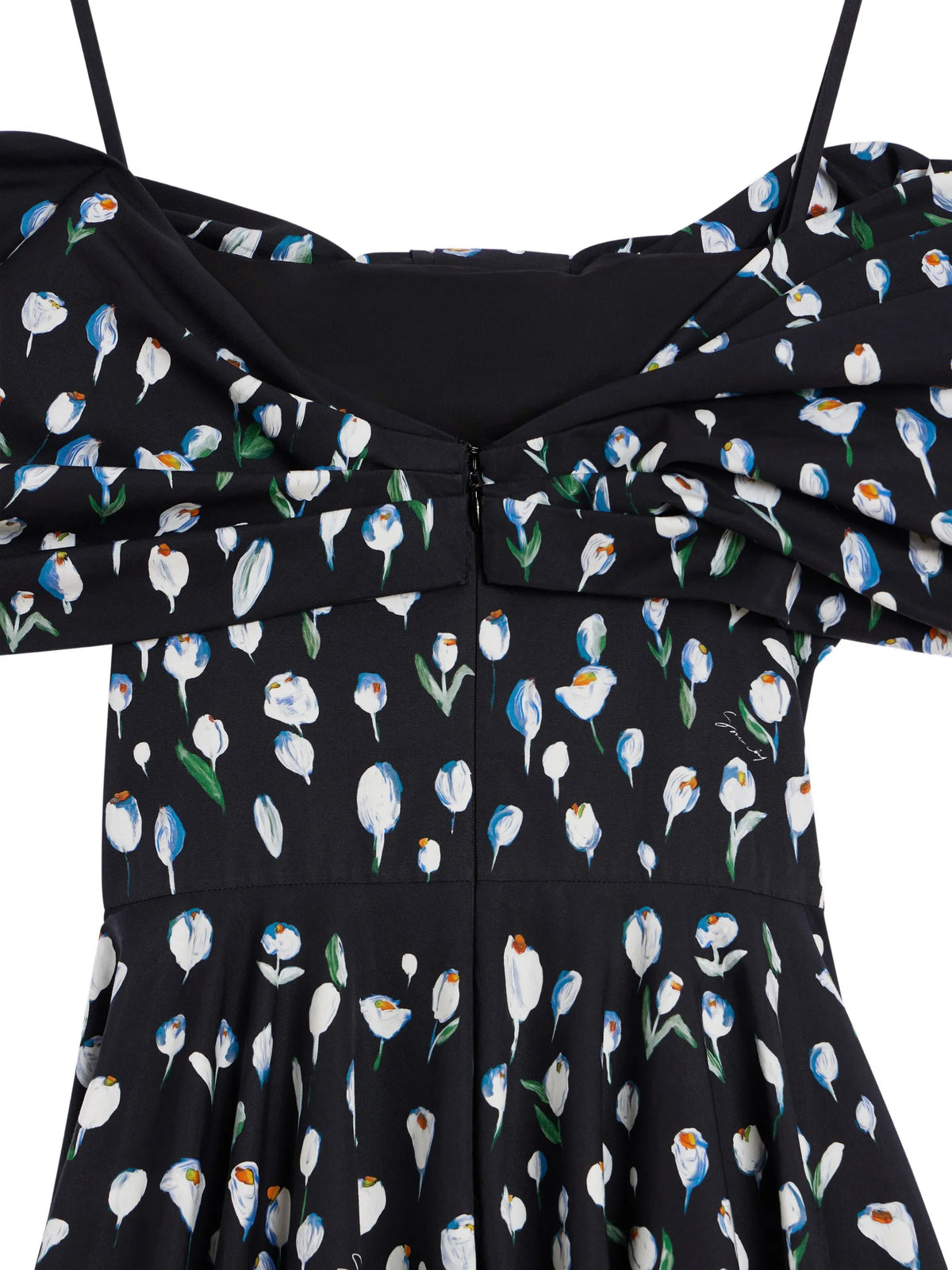 midi bow dress in poplin with tulip print
