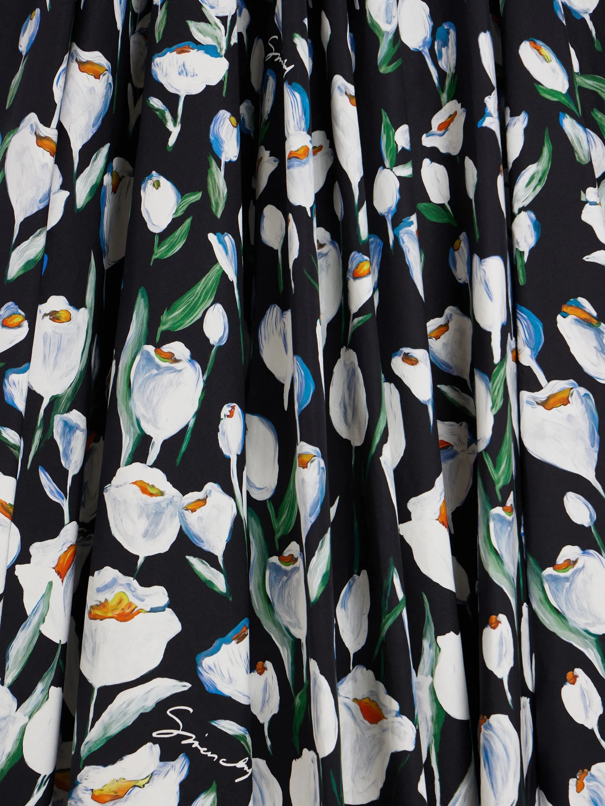 midi bow dress in poplin with tulip print