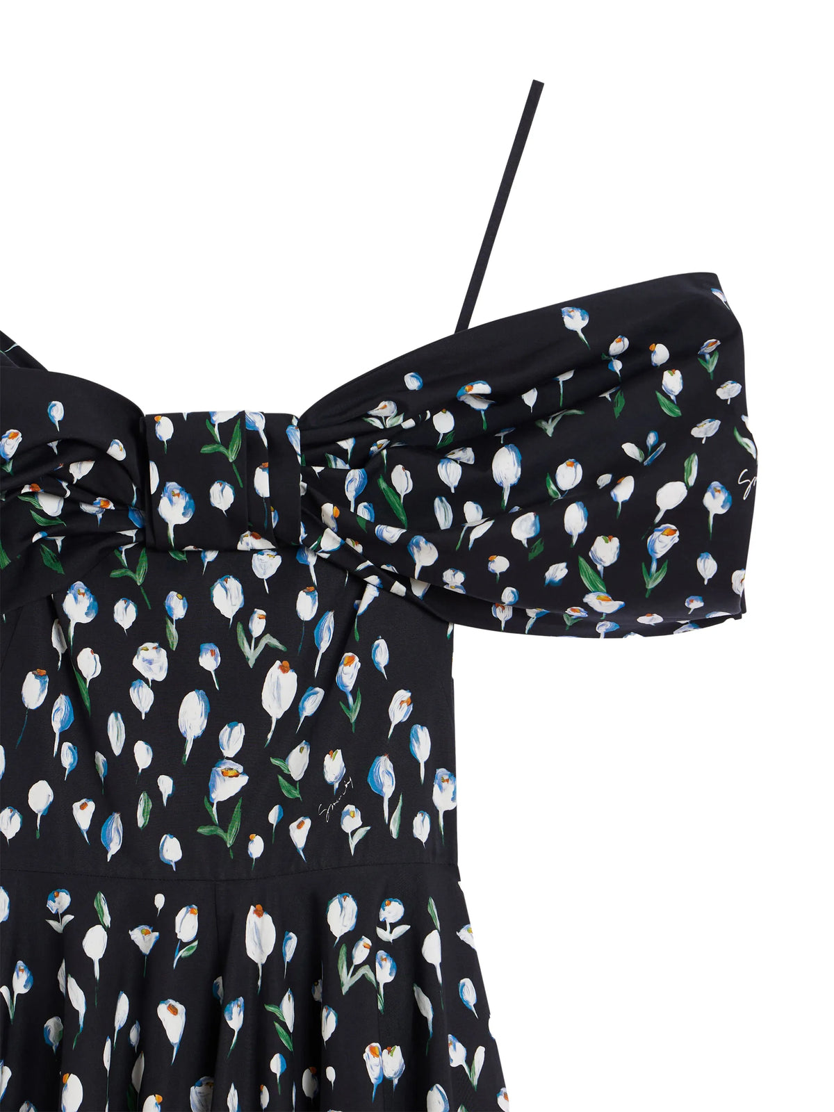 midi bow dress in poplin with tulip print