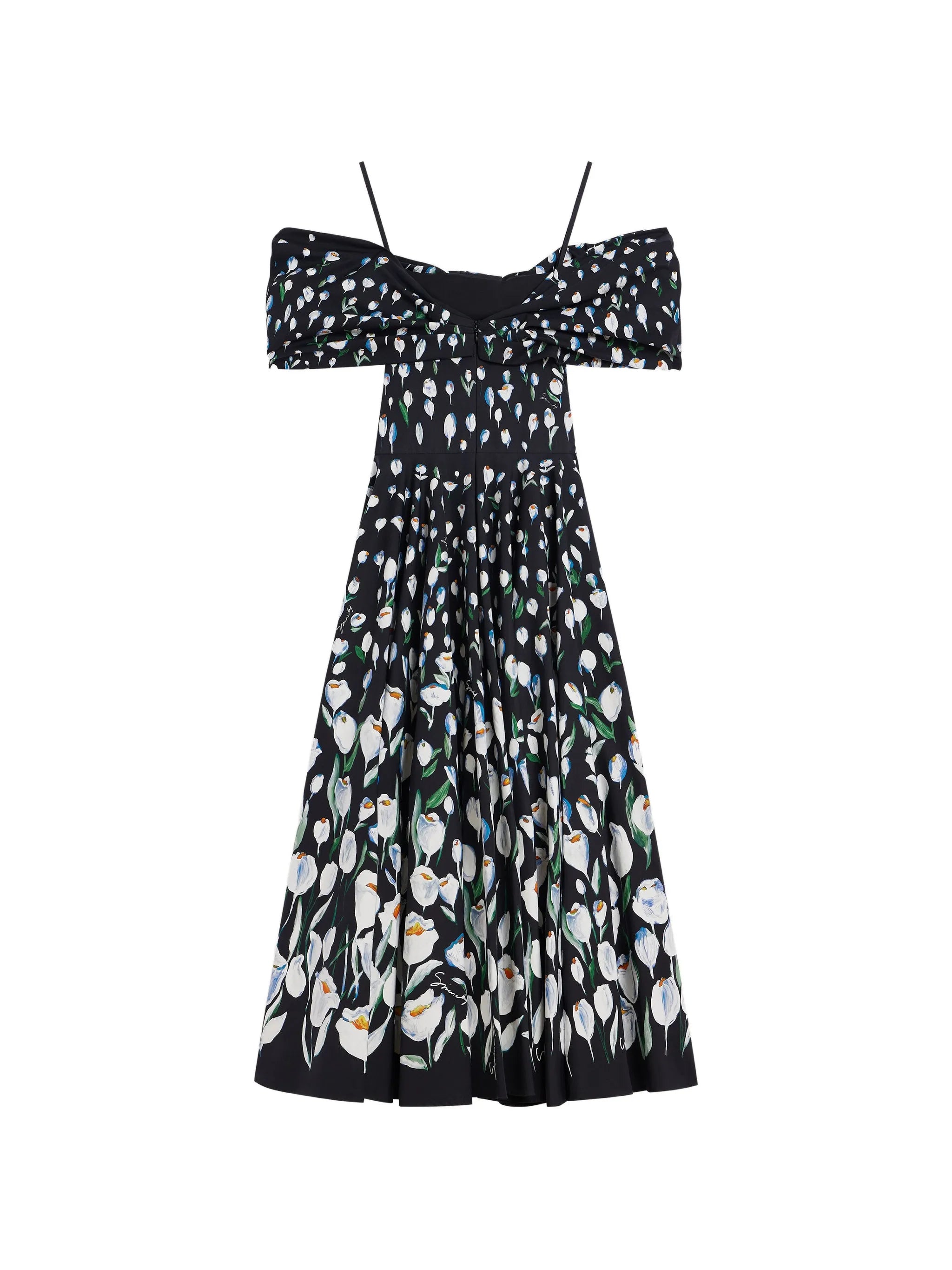 midi bow dress in poplin with tulip print