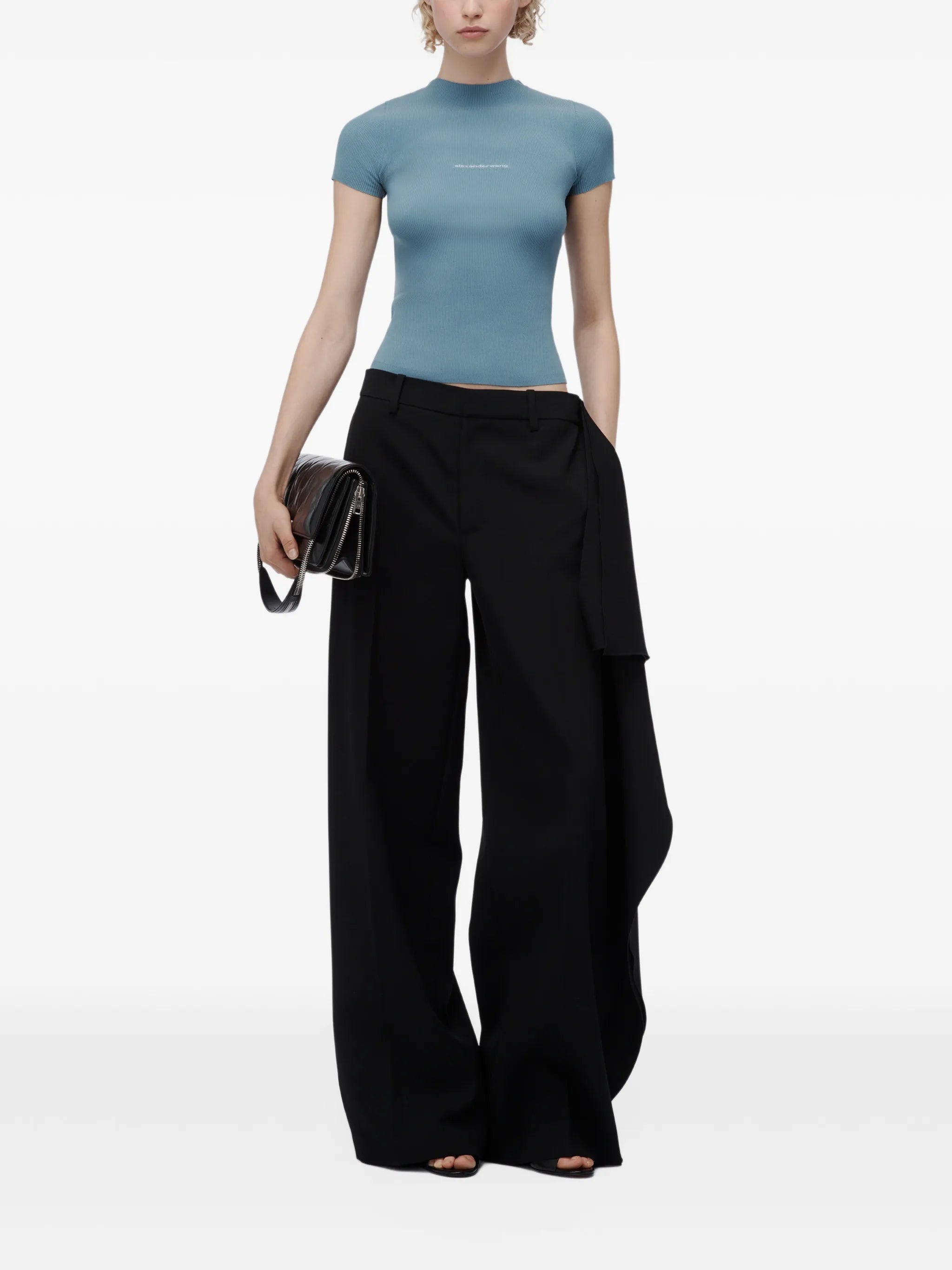 jacquard logo short-sleeve crew-neck top