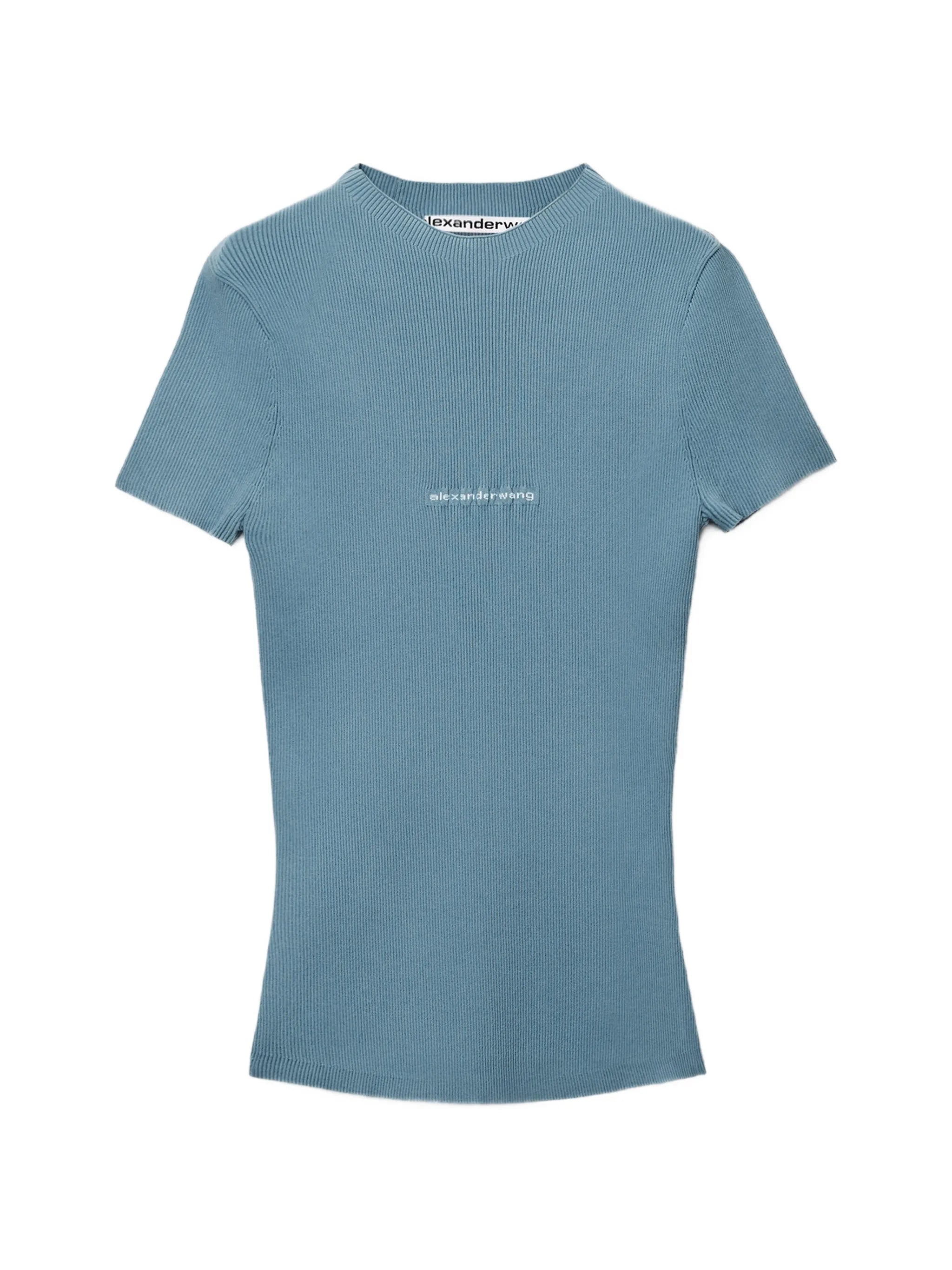 jacquard logo short-sleeve crew-neck top