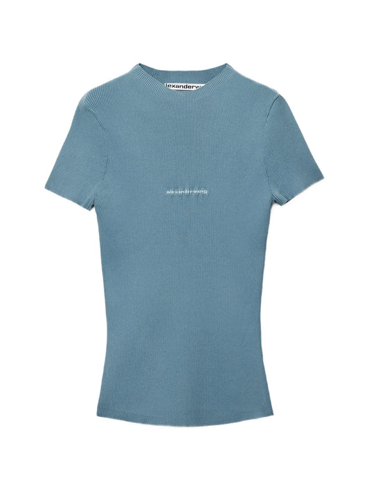jacquard logo short-sleeve crew-neck top