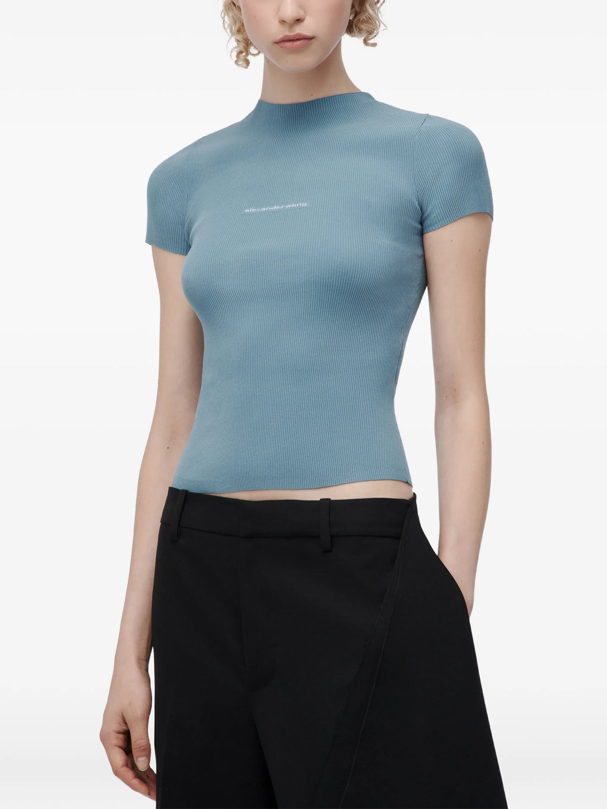 jacquard logo short-sleeve crew-neck top
