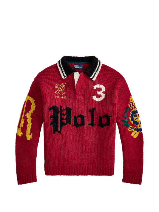 relaxed-fit polo-collar jumper