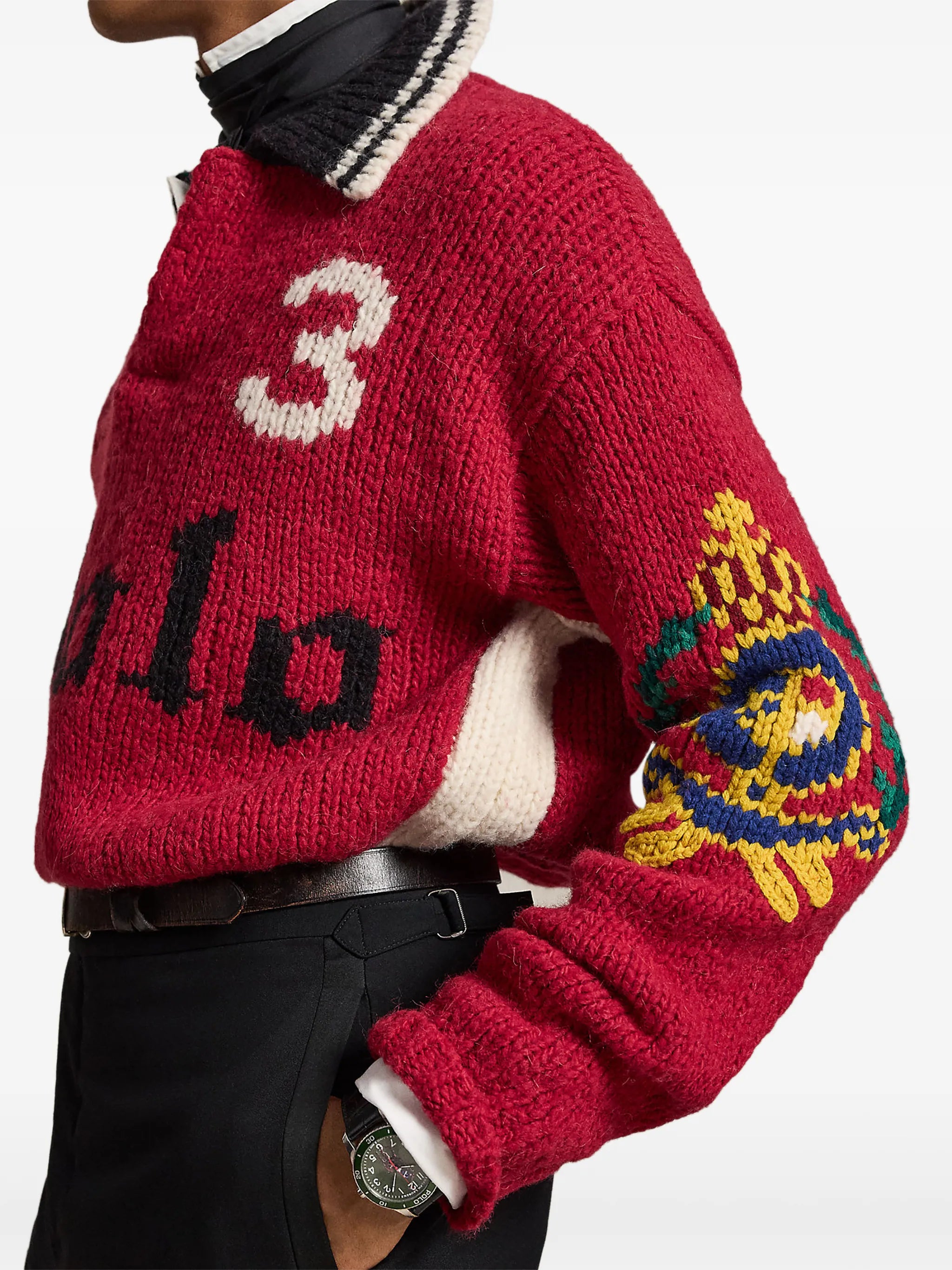 relaxed-fit polo-collar jumper