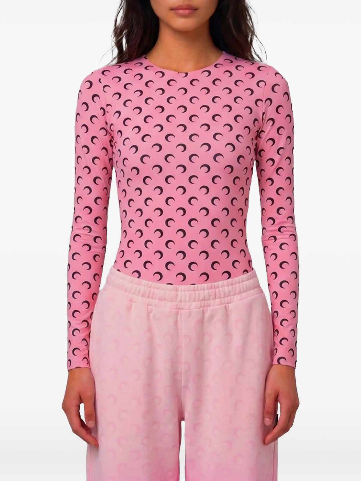 Moon printed jersey long sleeves crewneck top