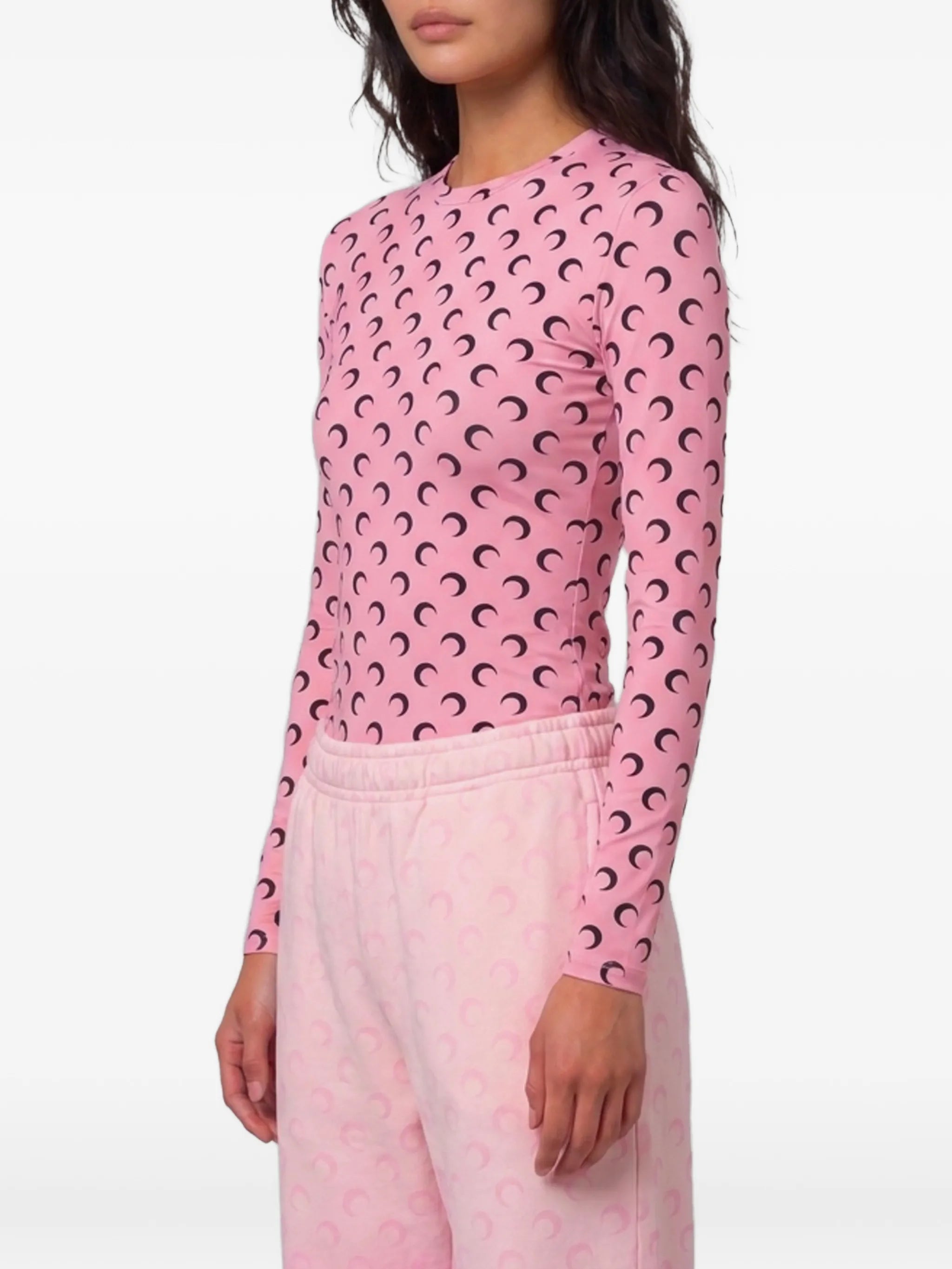 Moon printed jersey long sleeves crewneck top